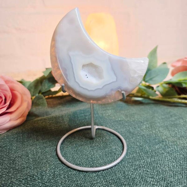 Druzy Agaat maan in standaard Medium
