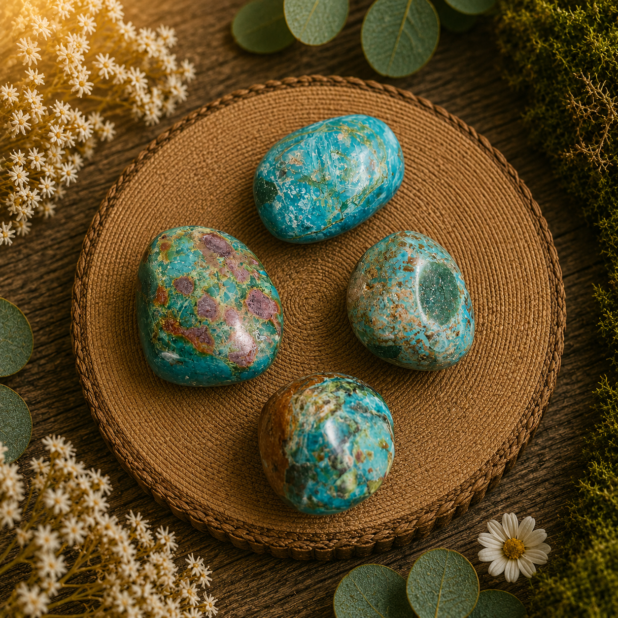 Chrysocolla trommelsteen