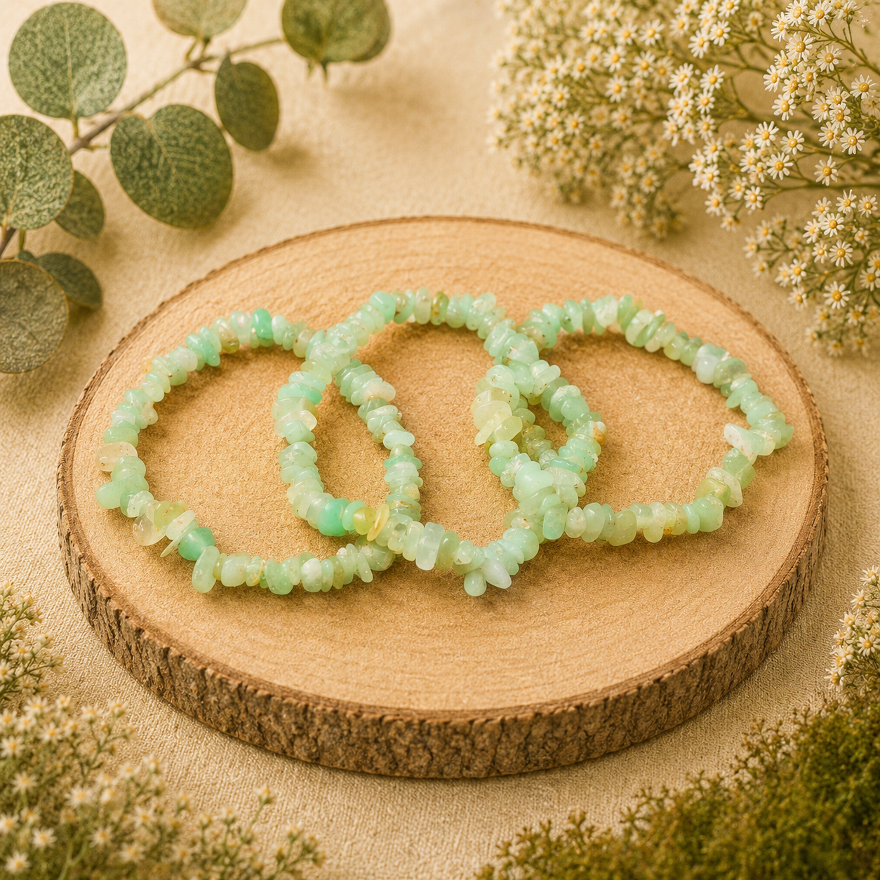 Chrysopraas split armband