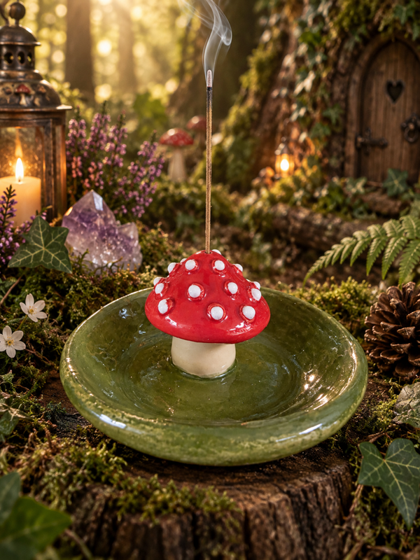 Handgemaakte Forest Mushroom Wierookhouder 🌿🍄