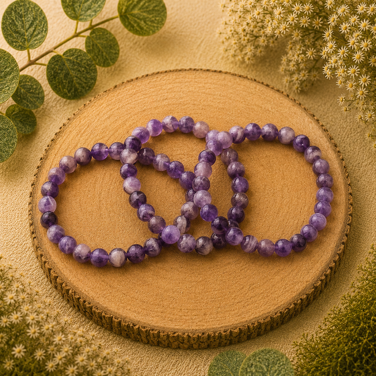Amethist kogel armband 8mm