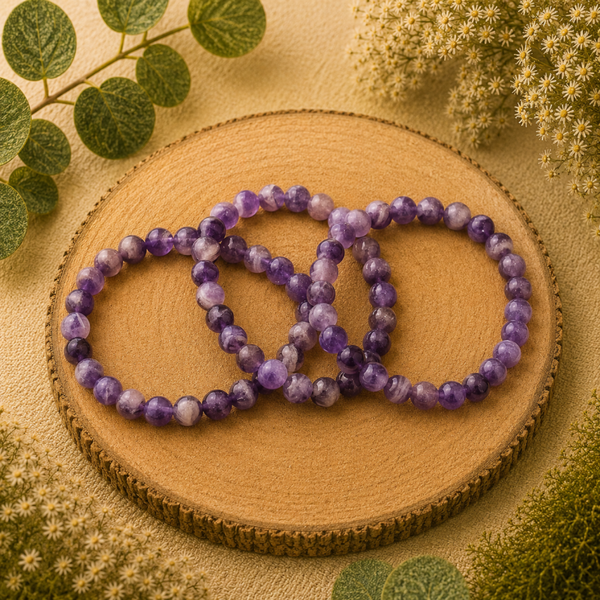 Amethist kogel armband 8mm