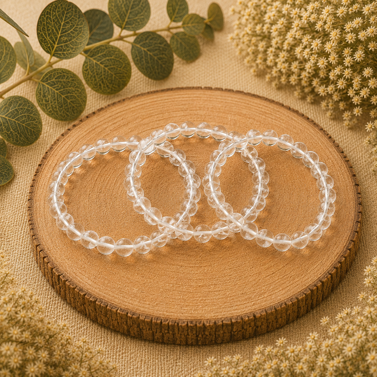 Bergkristal kogel armband 8mm