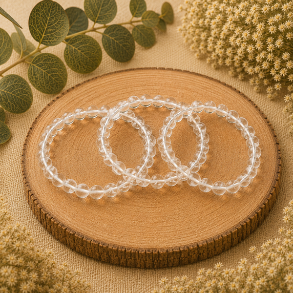 Bergkristal kogel armband 8mm