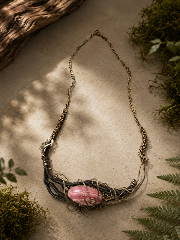 🌿 Forest Magic Ketting – Rhodochrosiet