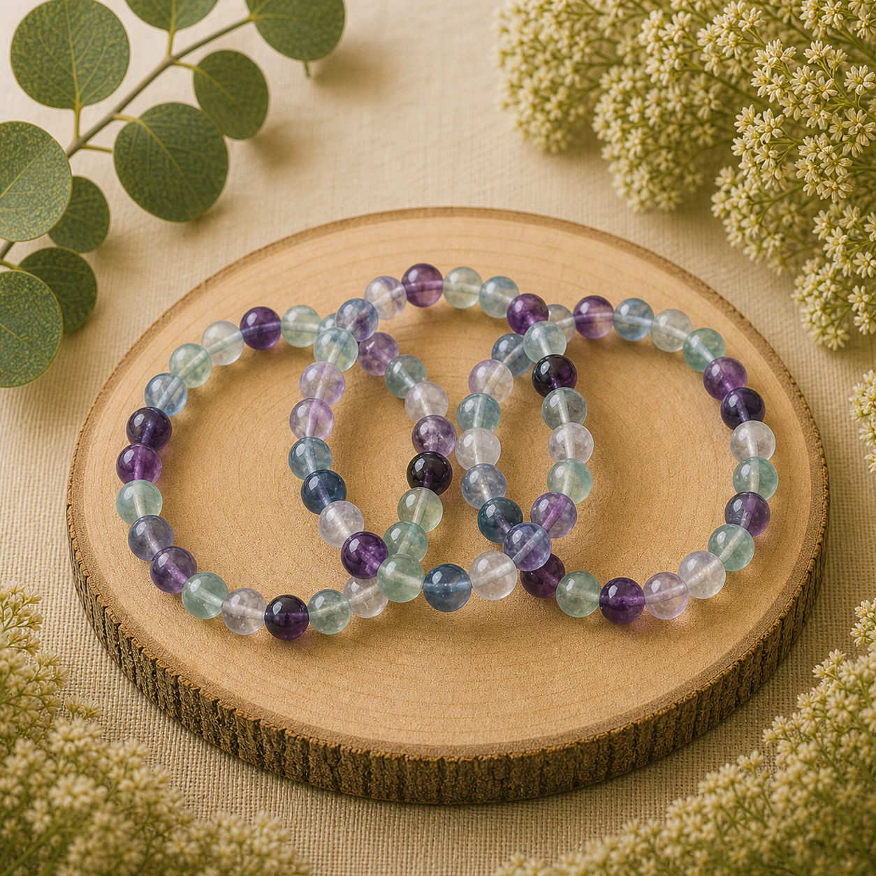 Fluoriet kogel armband 8mm