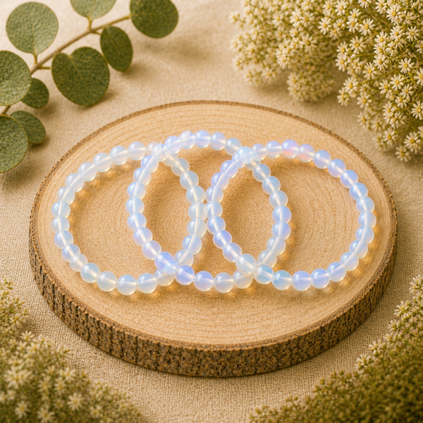 Opaliet kogel armband 6mm