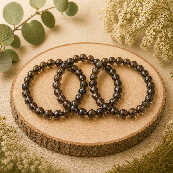 Rookkwarts kogel armband 6mm