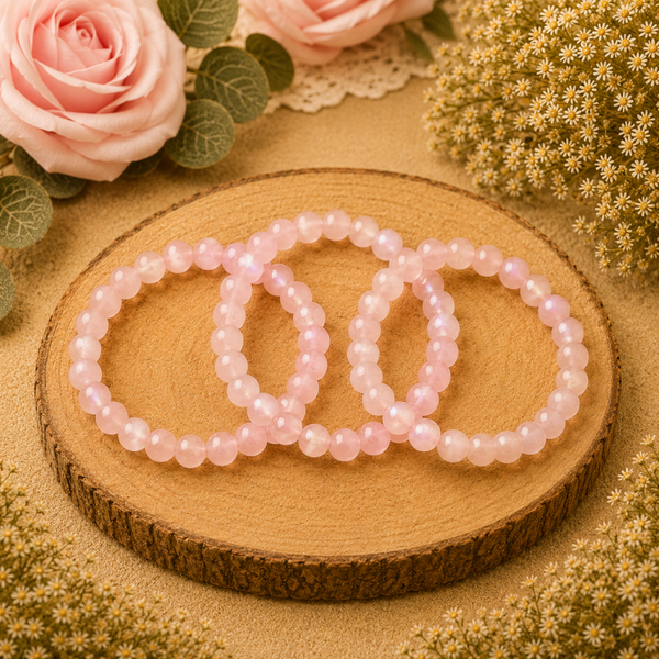 Rozenkwarts kogel armband 8mm