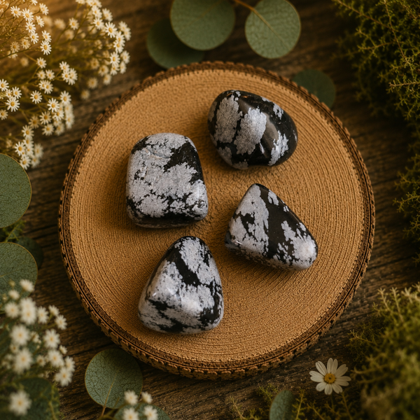 Sneeuwvlok obsidiaan trommelsteen
