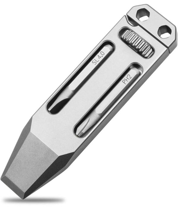 Real Titanium Multitool Pry Bar Portable EDC Multitool Tool Mini Pocket Screwdriver with 3 Bits SL4.0 & Ph2 Bits
