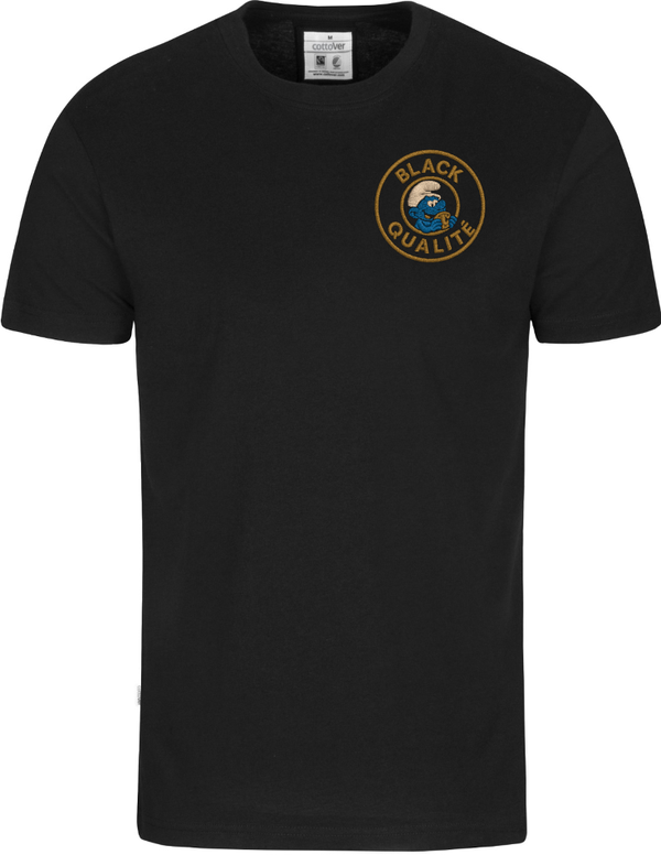 t-shirt black qualité  schtroumpf gourmand
