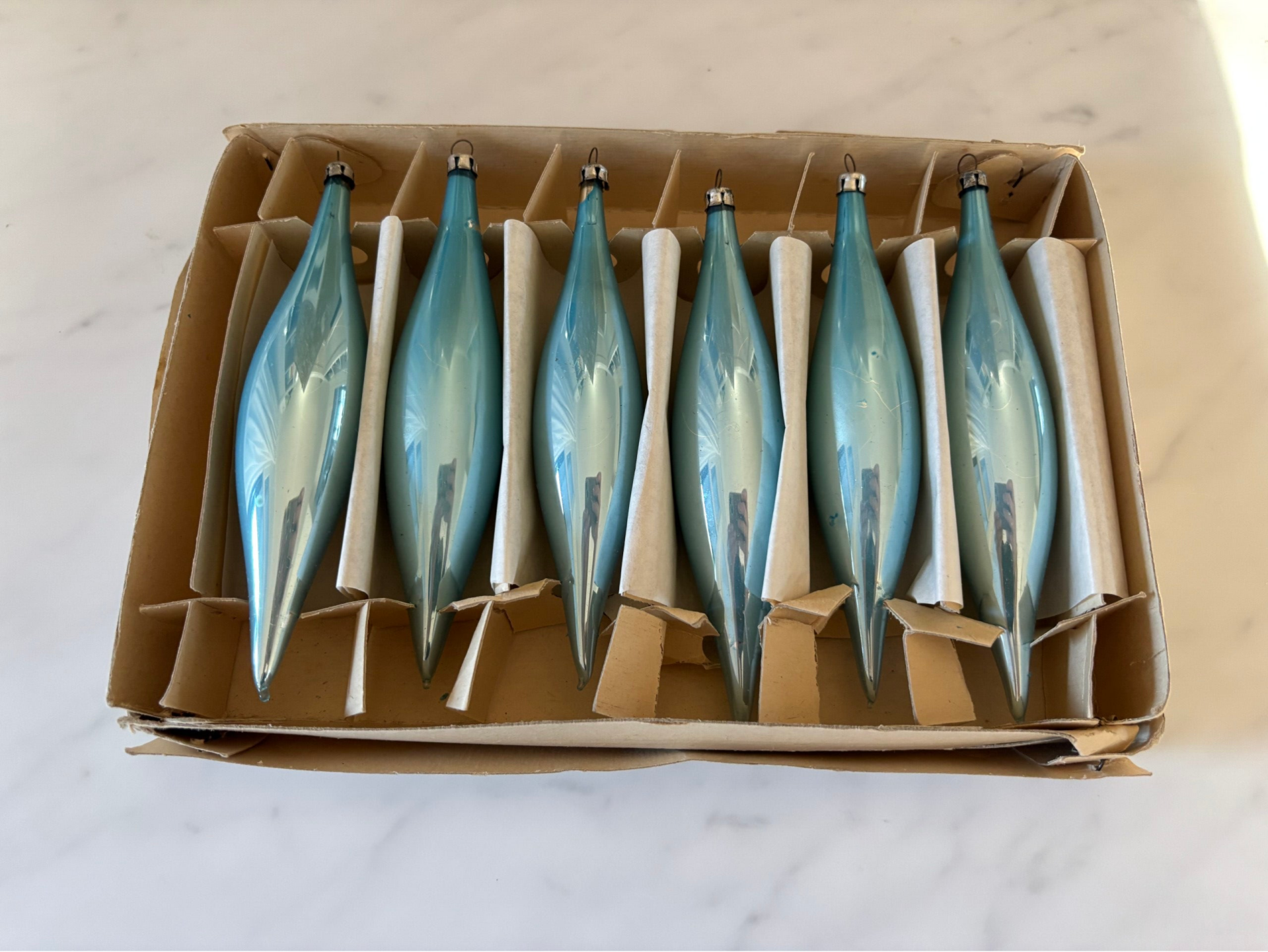 Set van 6 oude kerstornamenten - Set of 6 antique Christmas ornaments