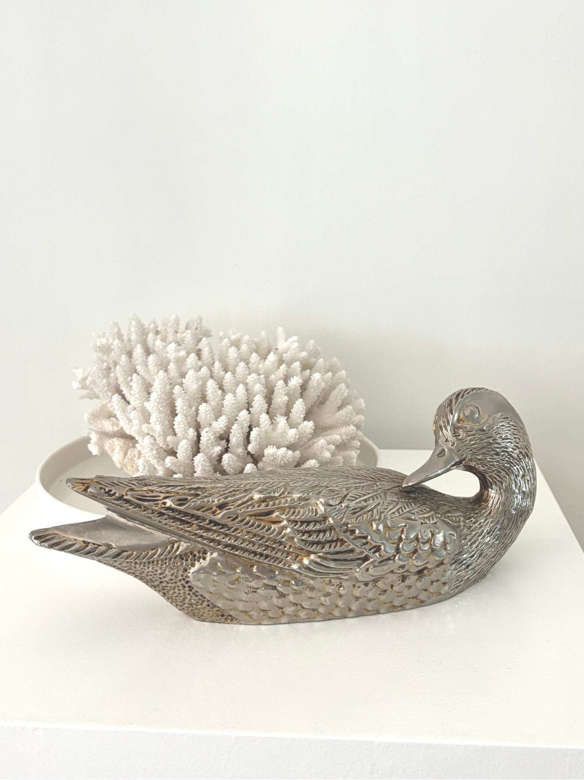 Verzilverde eend XL - Silver-plated duck XL
