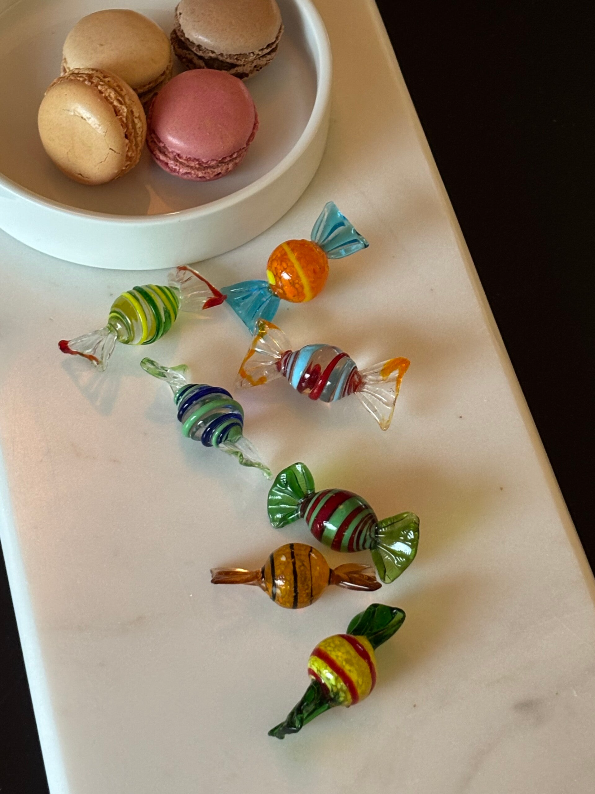 7 Handgemaakte glazen snoepjes - 7 Handmade glass candies