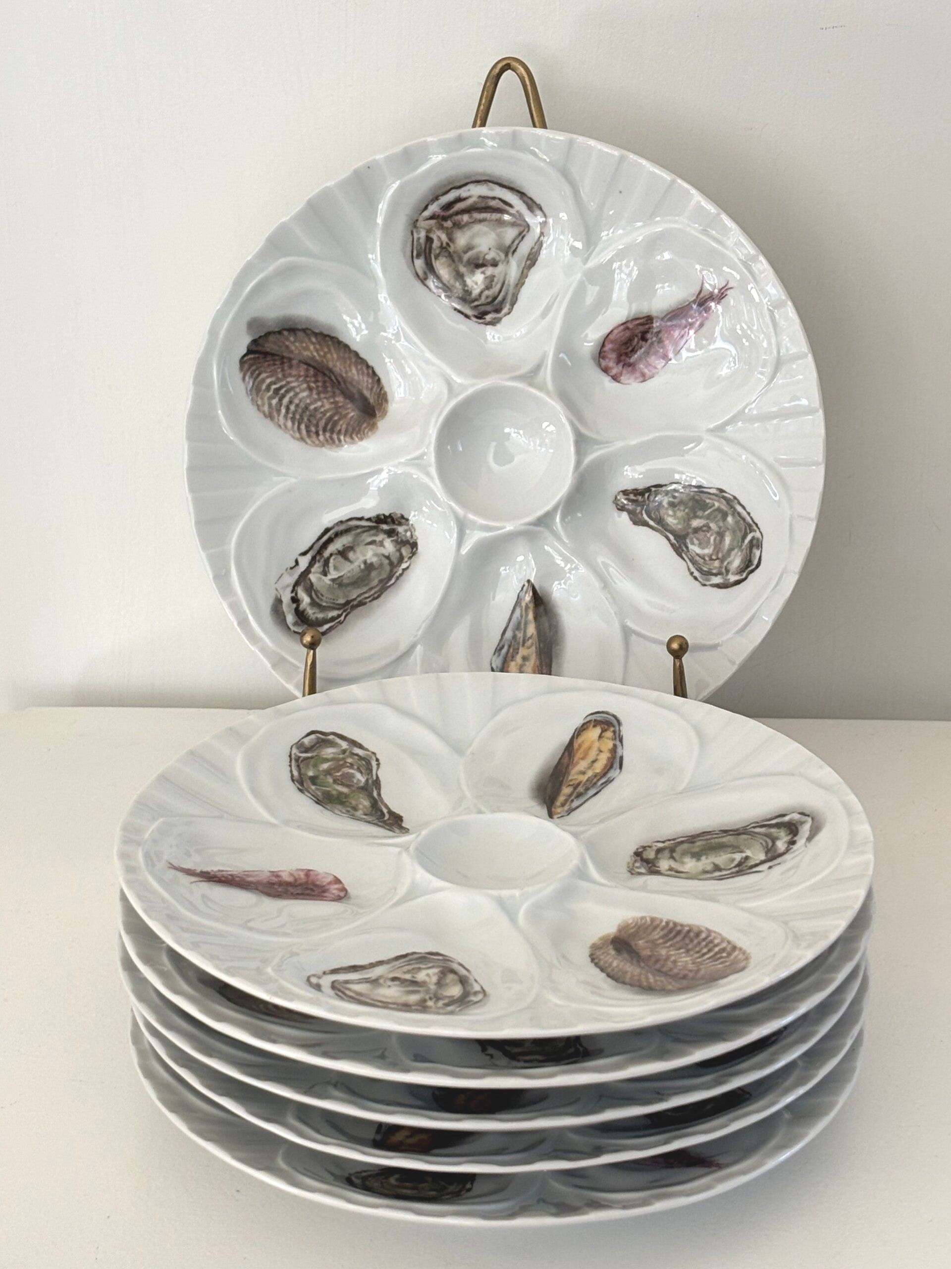Set van 6 oesterborden van L’Hirondelle France - Set of 6 oyster plates by L’Hirondelle France