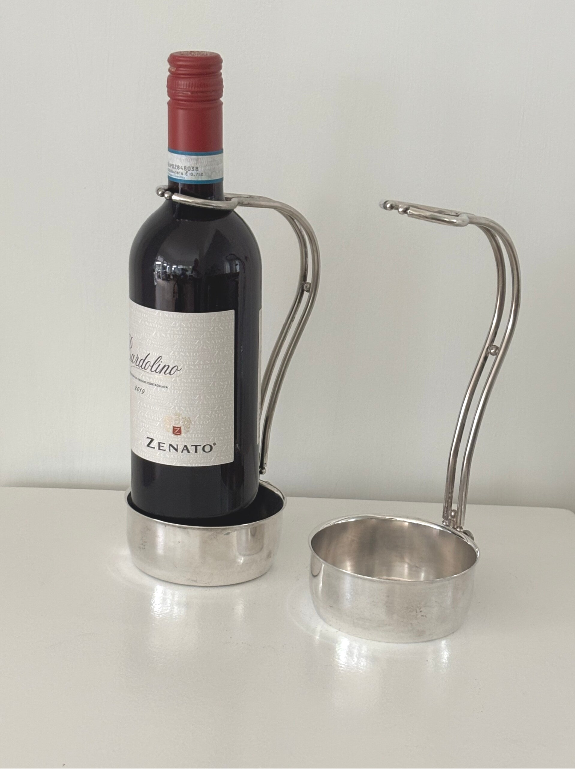 Italiaanse verzilverde fleshouder - Italian silver-plated bottle holder