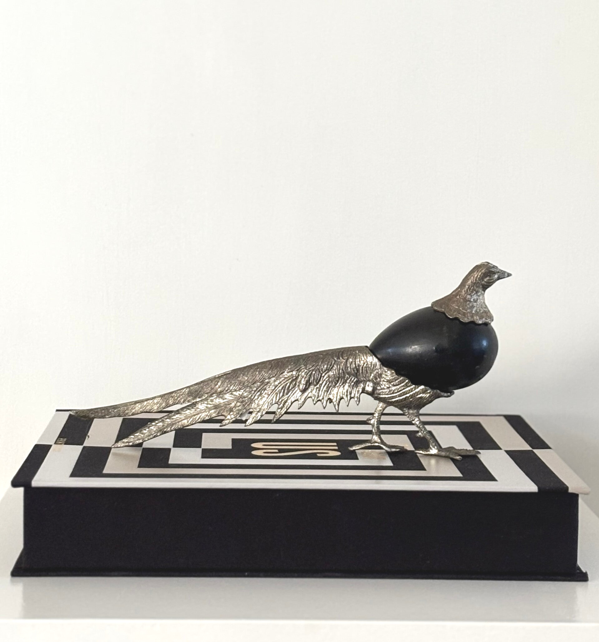 Antieke verzilverde fazant - Antique silver-plated pheasant