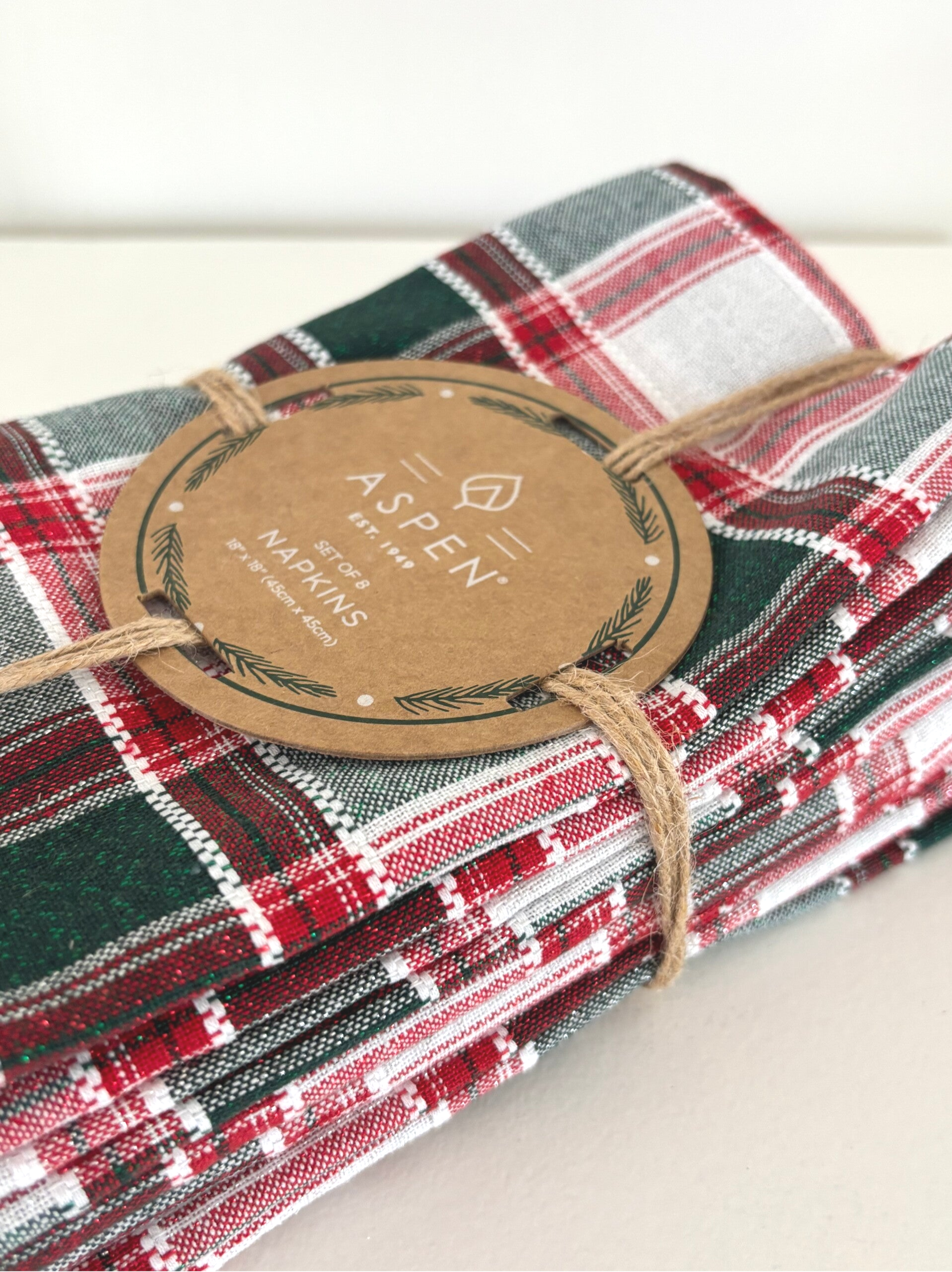 8 Katoenen kerstservetten ‘Aspen’ - 8 Cotton Christmas napkins ‘Aspen’