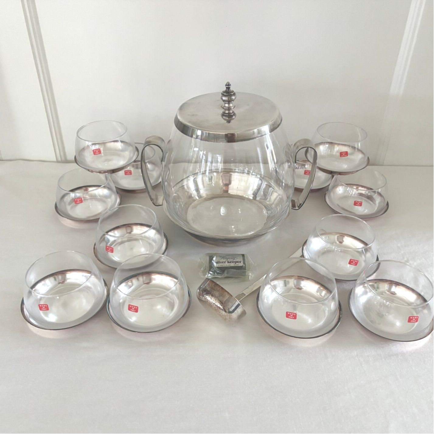 14-Delig verzilverde Punch-bowl set - 14-Piece Silver-Plated Punch Bowl Set