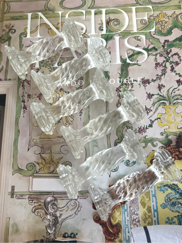 6 Franse vintage messenleggers - 6 French vintage frosted glass knife rests