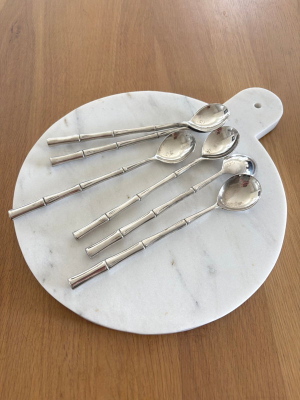 Verzilverde lange lepel bamboe - Silver-plated long spoon bamboo