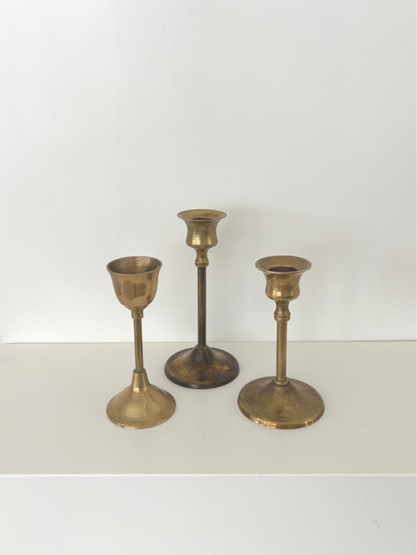 Set messing kandelaren - Brass candlesticks