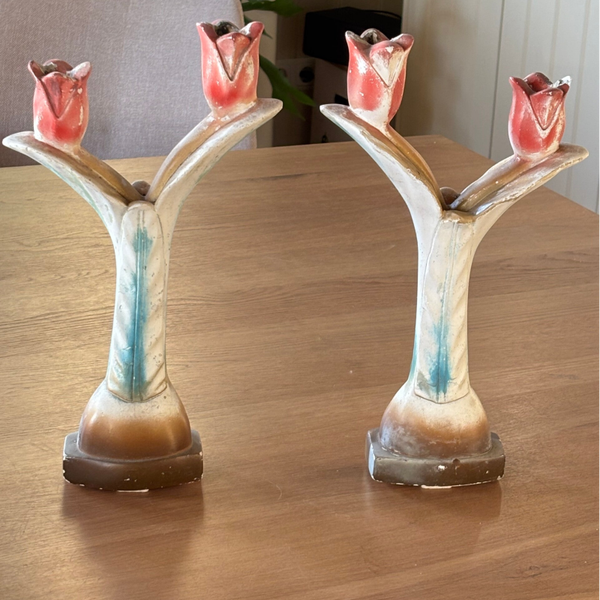 Antieke tulpenkandelaars - Antique tulip candlesticks
