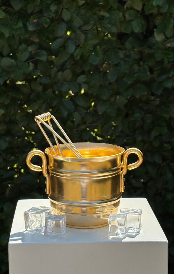 Goudkleurig ijsemmertje met bijpassende ijstang - Gold-coloured ice bucket with matching ice tongs