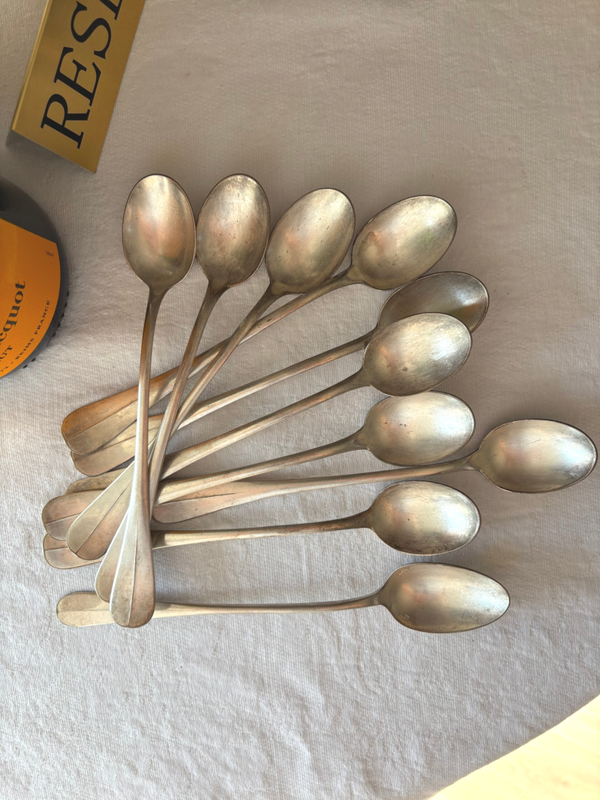 Set verzilverde lange lepels oa Christofle - Set of silver-plated long spoons, including Christofle
