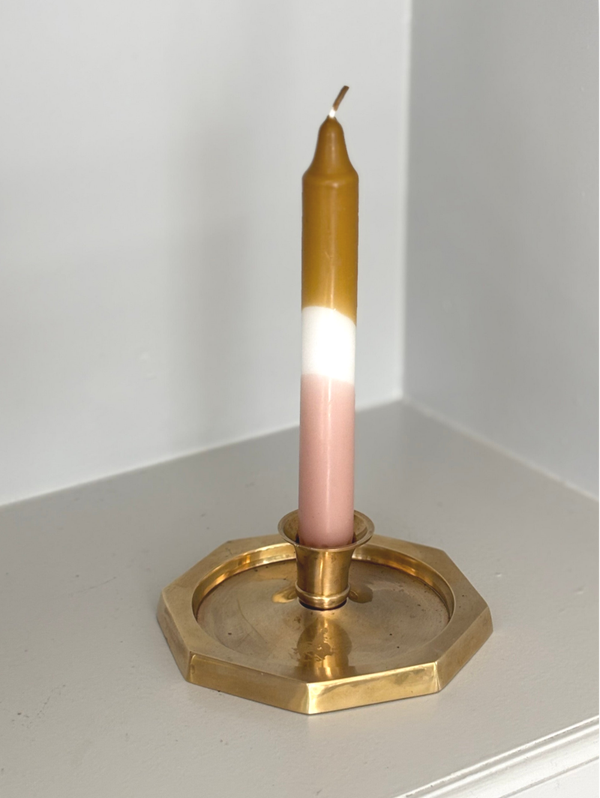 8-Hoekige messing kaarsenhouder - Octagonal brass candle holder