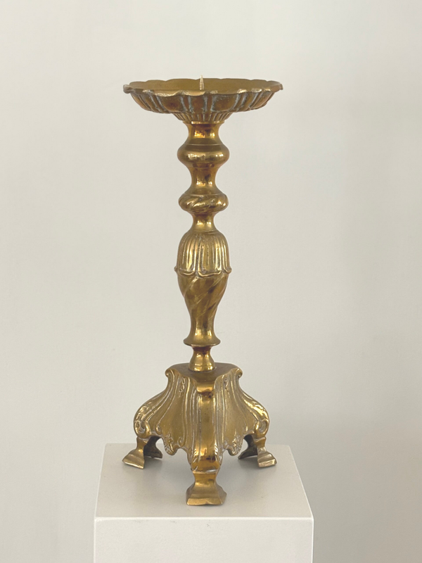 Grote zware messing kandelaar (XL) - Large heavy brass candlestick (XL)