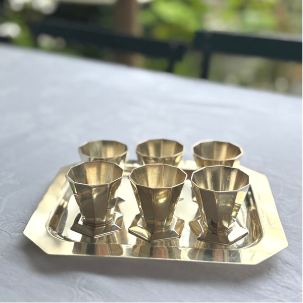Verzilverde design eierdopjes & onderschaal - silver-plated design egg cups & tray