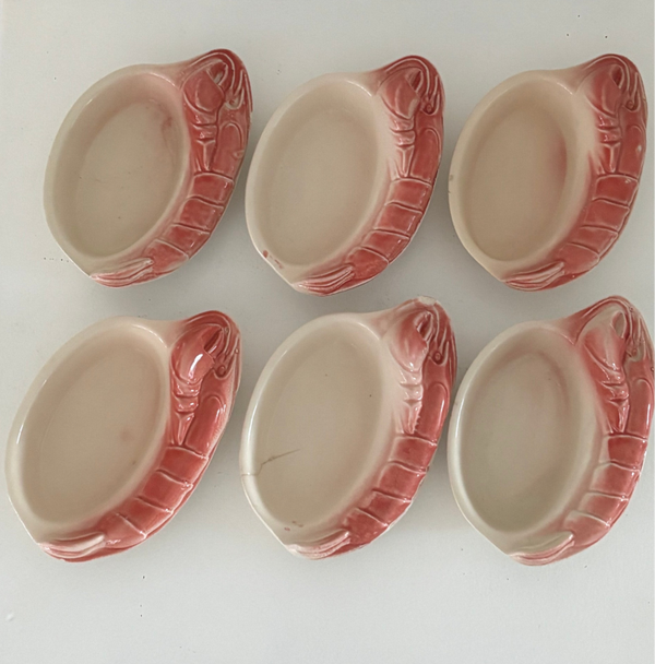 6 Franse langoustineschalen van Charles Amand - 6 French langoustine dishes by Charles Amand