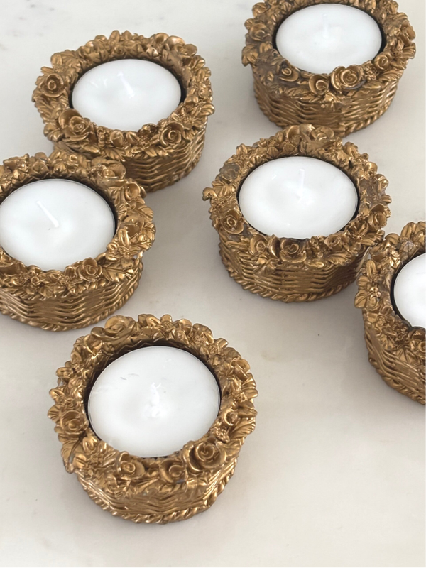 6 Theelichthouders 'roosjes' - 6 Tealight holders 'roses'