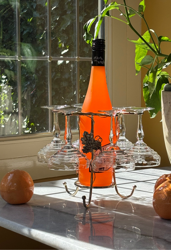Fles- en glazenhouder met 6 elegant geslepen coupes - Bottle & glass holder with 6 elegant coupes with  cut design