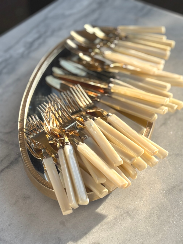 Vintage bestekset parelmoer - Vintage cutlery set mother-of-pearl