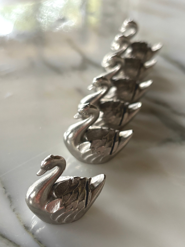 Zes verzilverde kaartnaamhouders - Set of six silver-plated place card holders