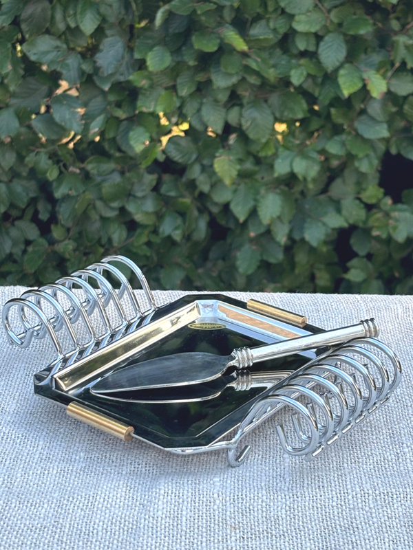 Schitterende verzilverde toast- en foie gras set - Stunning silver-plated toast and foie gras set