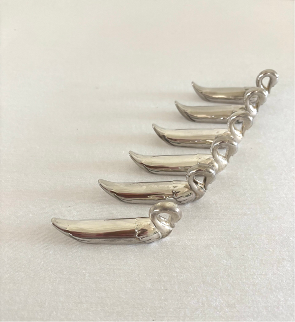 6 Verzilverde messenleggers - 6 Silver-plated knife rests
