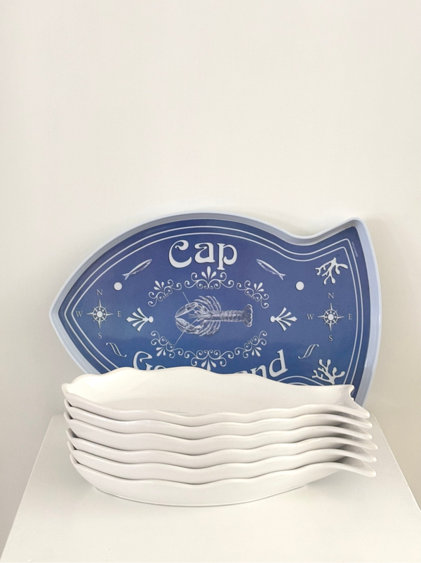 6 Visborden 31 cm - 6 Fish-shaped plates 31 cm