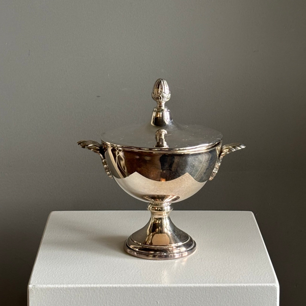 Antiek verzilverd dekselpotje - Antique silver-plated lidded jar