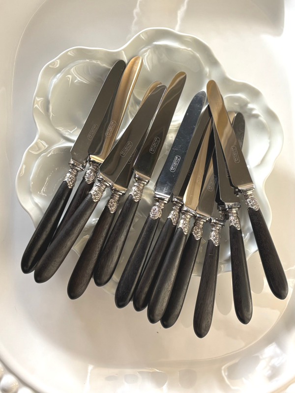 12-Delige antieke tafelmessenset  van bestekhuis Tilquin Bruxelles - 12-Piece antique table knife set by Brussels cutlery house Tilquin