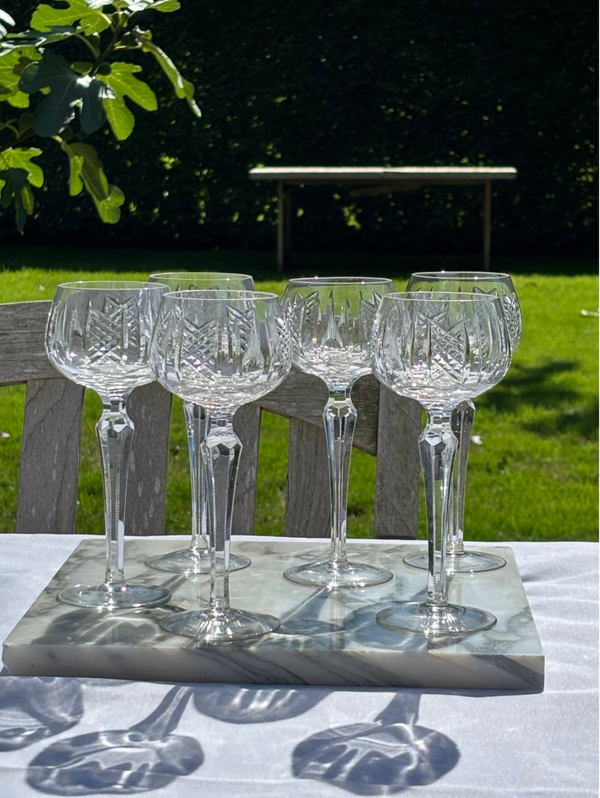 Zes schitterende antieke kristallen wijnglazen - Six beautiful antique crystal wine glasses