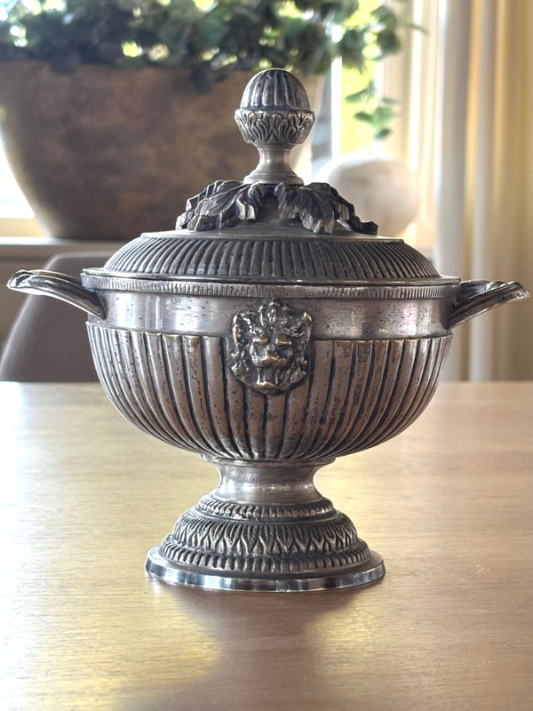 Franse verzilverde schaal op voet - French silver-plated pedestal dish