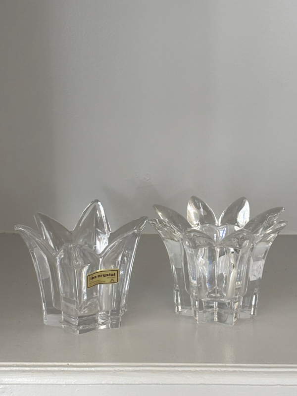 Twee kristallen waxinelichthouders - Two crystal tealight holders