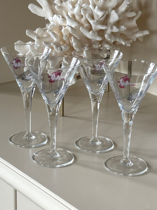 Set van 4 handbeschilderde cocktailglazen - Set of 4 hand-painted cocktail glasses