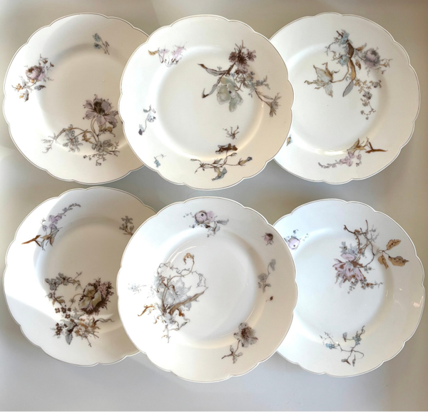 6 Porseleinen borden van A. DuBois Tours H & Co - 6 Porcelain plates by A. DuBois Tours H & Co