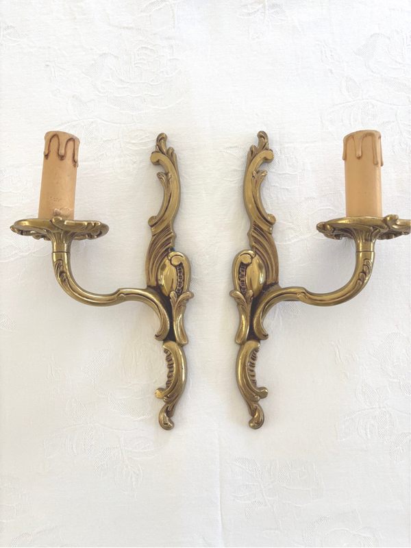 2 Franse bronzen muurlampjes - 2 French bronze wall lamps