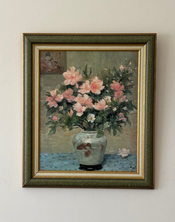 Ingelijst schilderij ‘Bouquet d’Azalées Roses’ - Framed painting ‘Bouquet d’Azalées Roses’